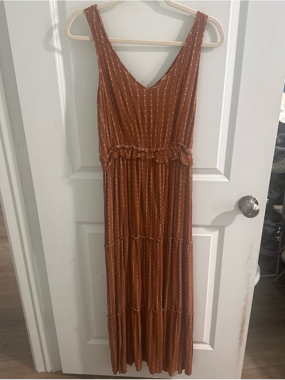 Sleeveless Burnt Orange Tiered Maxi Dress - Lucky Brand